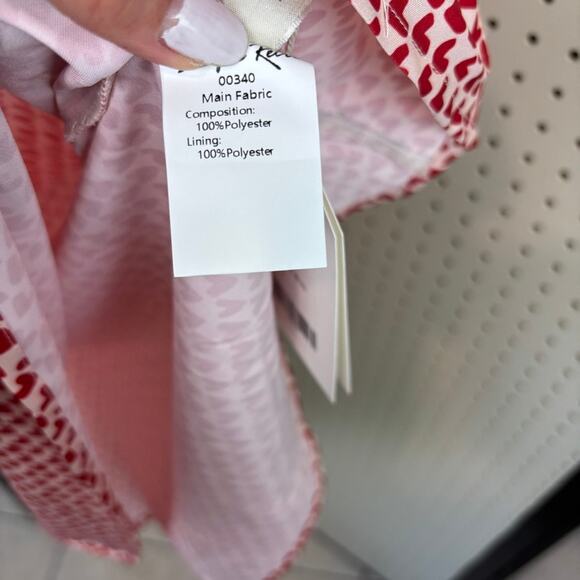 NWT Simple Retro Heart Print Slip Dress Romantic Feminine Midi M - Picture 6 of 10